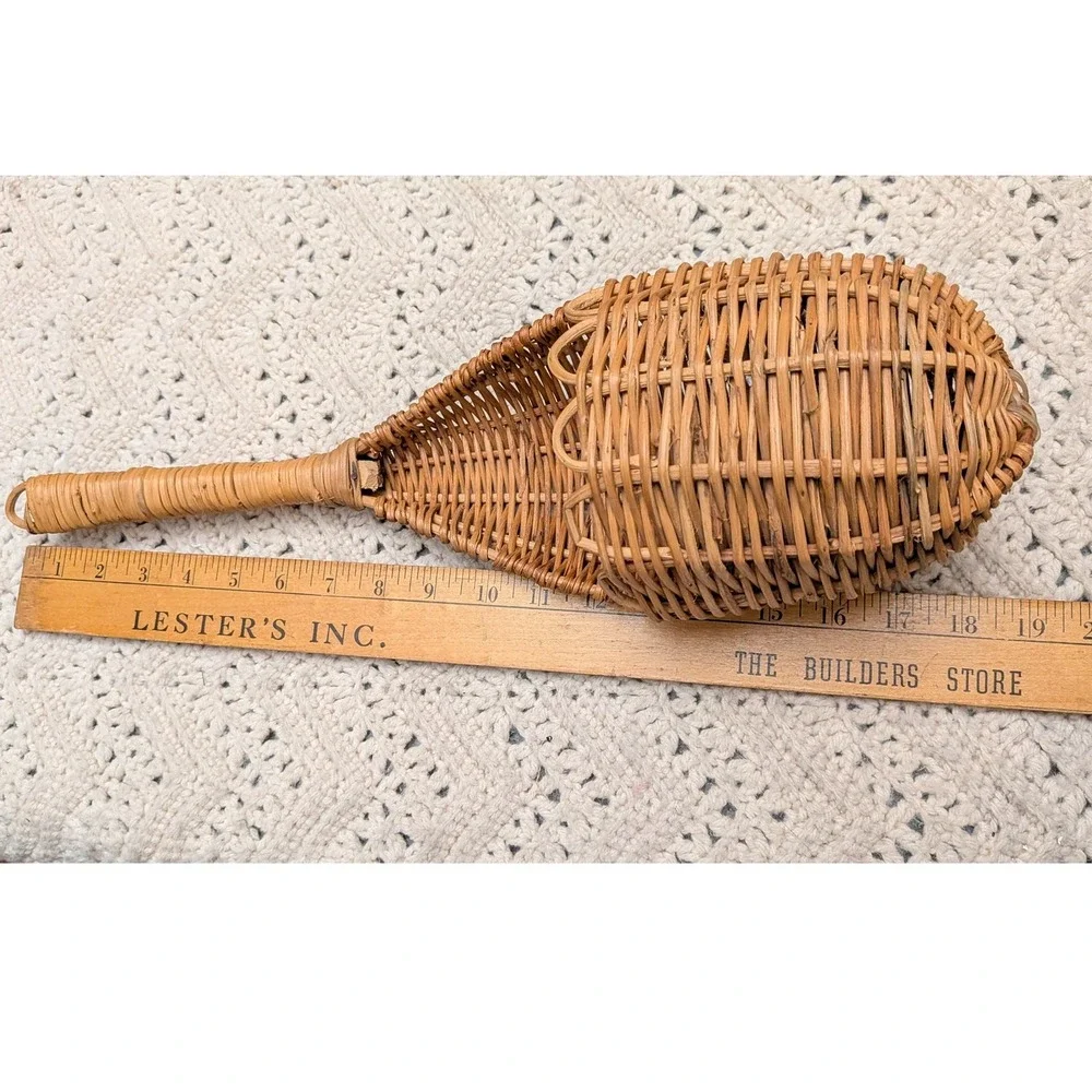 Vintage Wicker Wall Pocket Basket Teardrop Hanging Boho Farmhouse Decor 19 inch